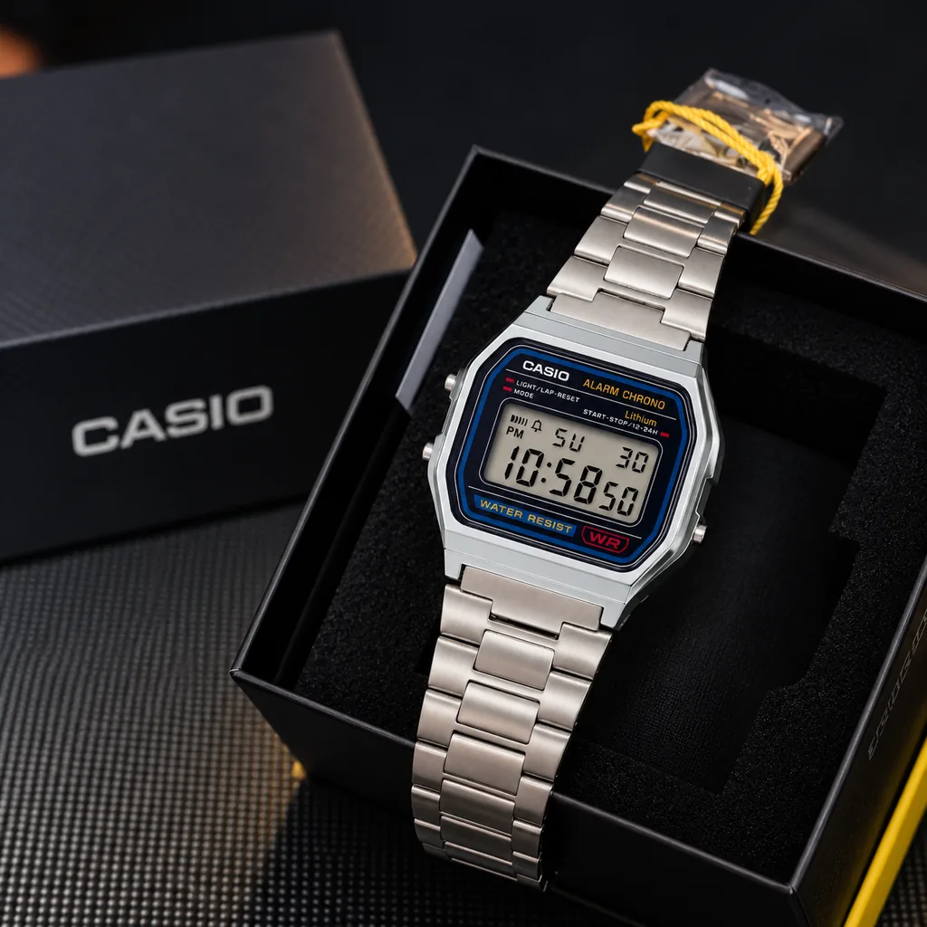 Casio Vintage Plateado Unisex con su caja