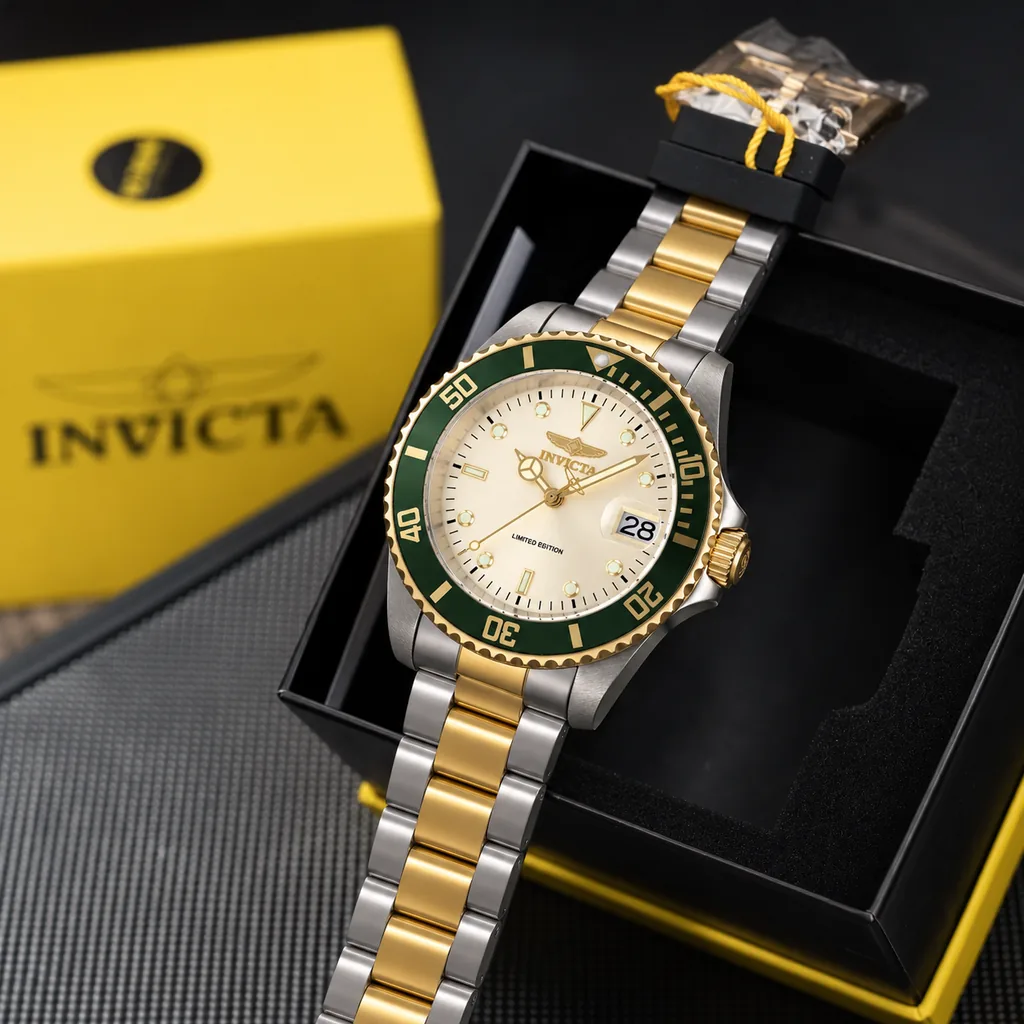 Invicta Pro Diver Navarch Automatic Hombre 40mm Oro/Acero con su caja