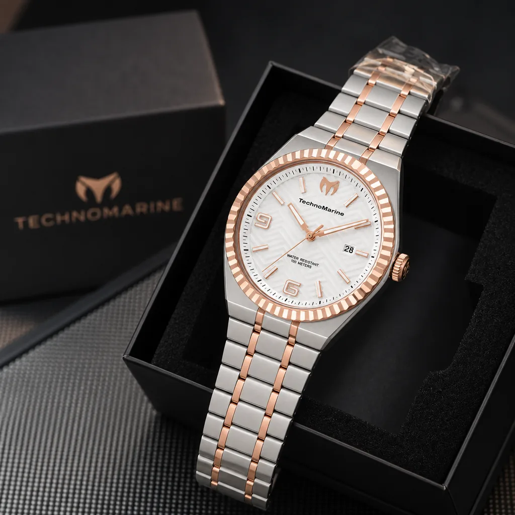 TechnoMarine Terra Nova Hombre 42mm Oro Rosa con su caja